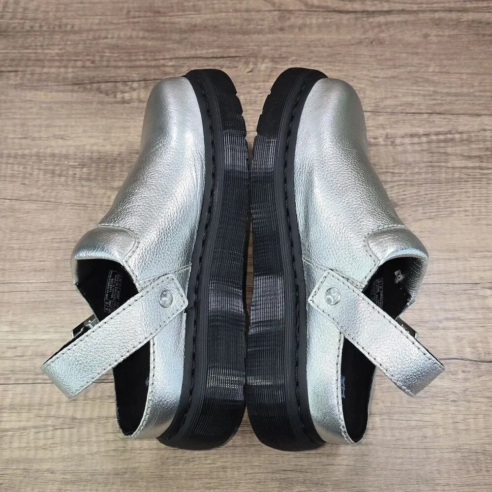 Dr. Martens Laketen Men's Sz 9 Women's Sz 10 Silver Slingback Platform Sandals